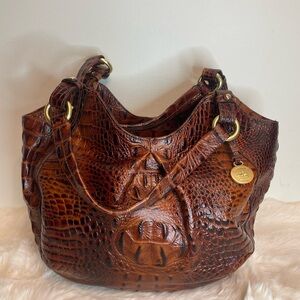 Brahmin Dagny Pecan croc-embossed leather handbag